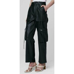 BLANK NYC Faux Leather Zipper Cargo Cropped Pants Green Sz 28